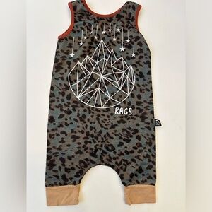 Rags to Raches size 18-24 months romper leopards print falling stars